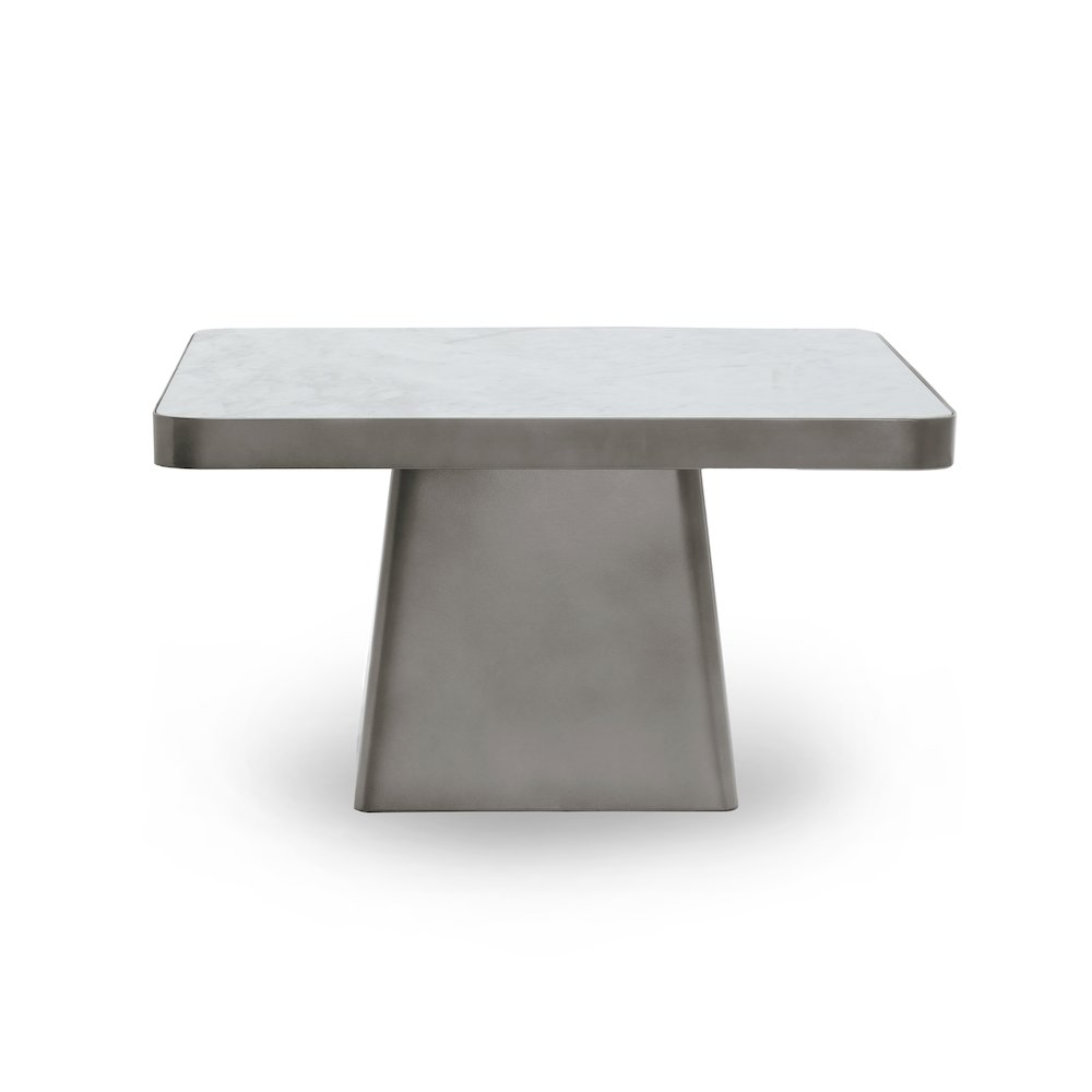 Far Marble/Metal 31" Square Coffee Table White/Slate Gray. Picture 2