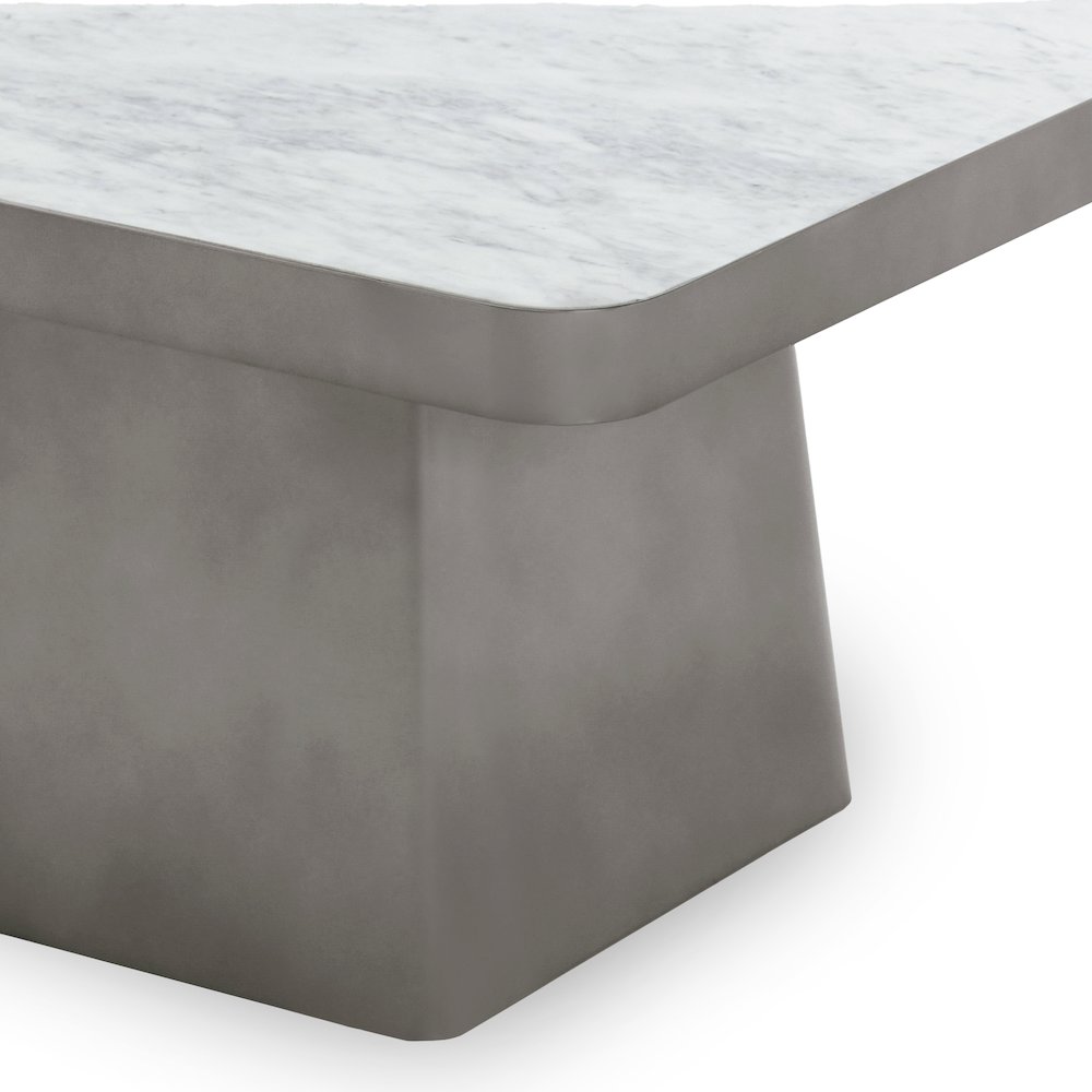 Far Marble/Metal 31" Square Coffee Table White/Slate Gray. Picture 3