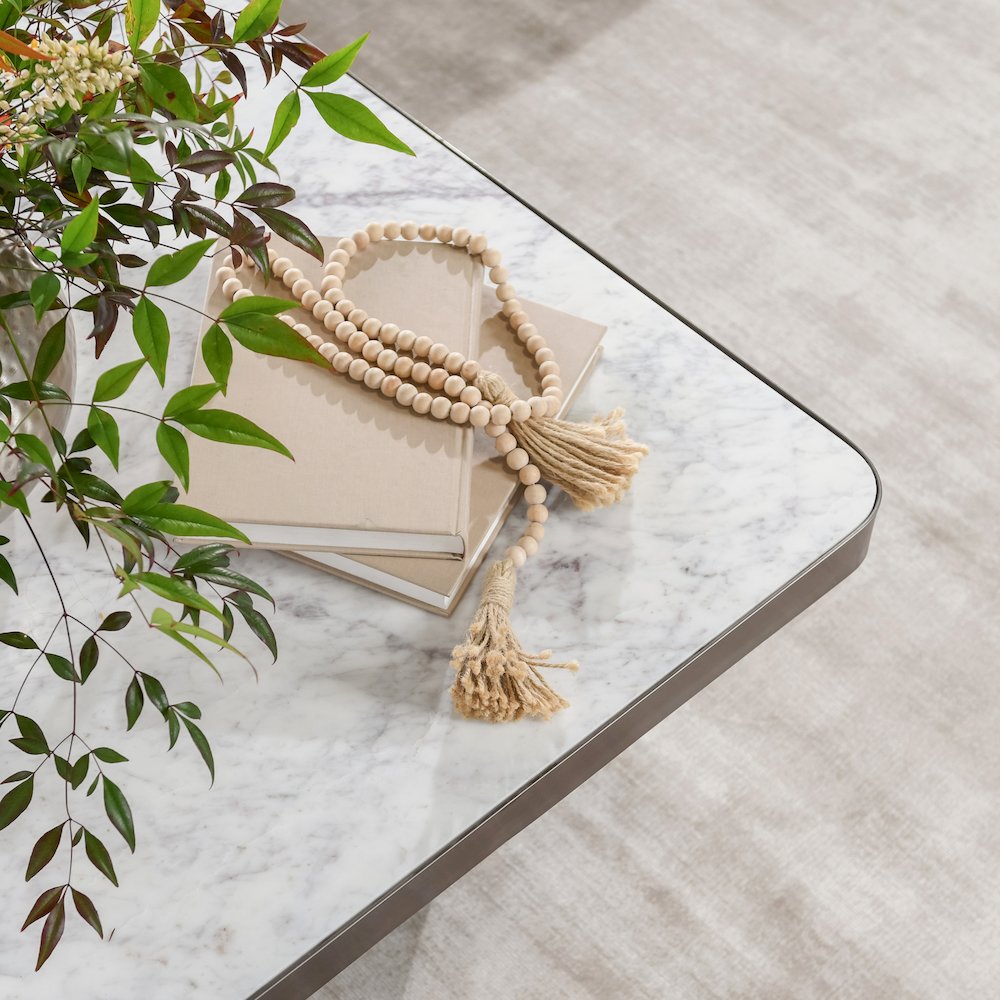 Far Marble/Metal 31" Square Coffee Table White/Slate Gray. Picture 7