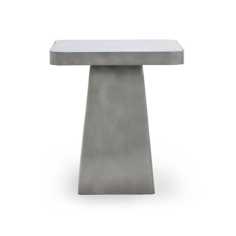 Far Marble/Metal 20" Square End Table White/Slate Gray. Picture 1