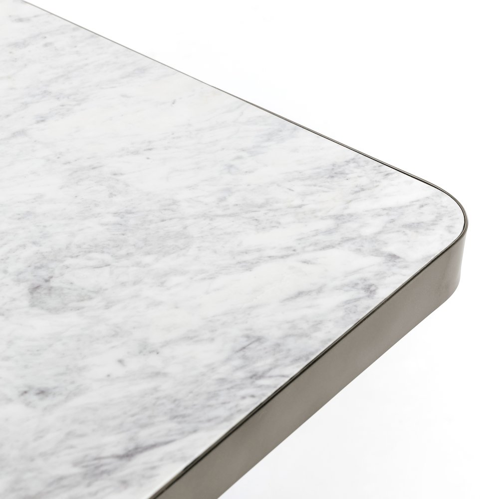 Far Marble/Metal 20" Square End Table White/Slate Gray. Picture 4
