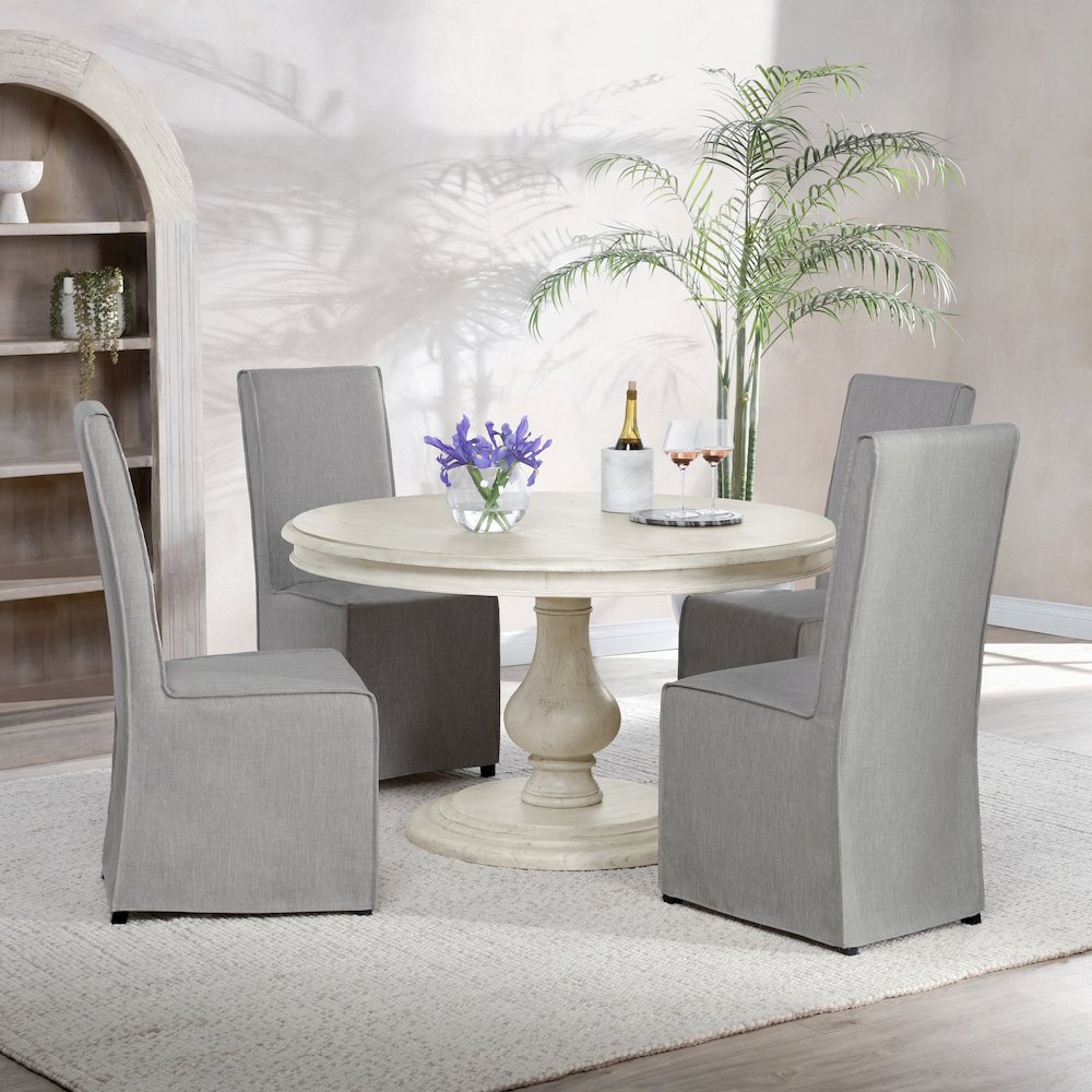 Adrienne 54" Round Dining Table, Antique White. Picture 3
