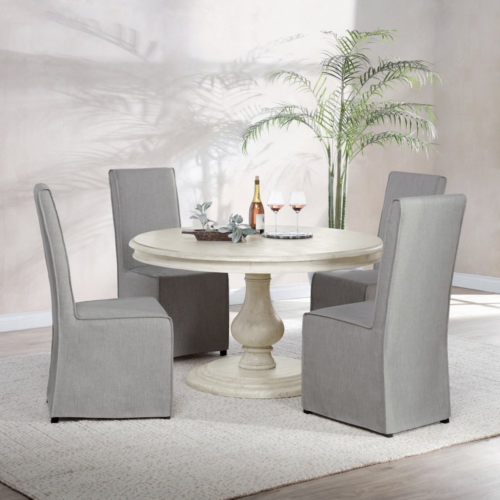 Adrienne 54" Round Dining Table, Antique White. Picture 4