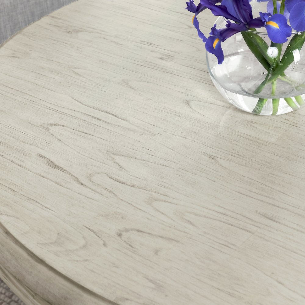 Adrienne 54" Round Dining Table, Antique White. Picture 5