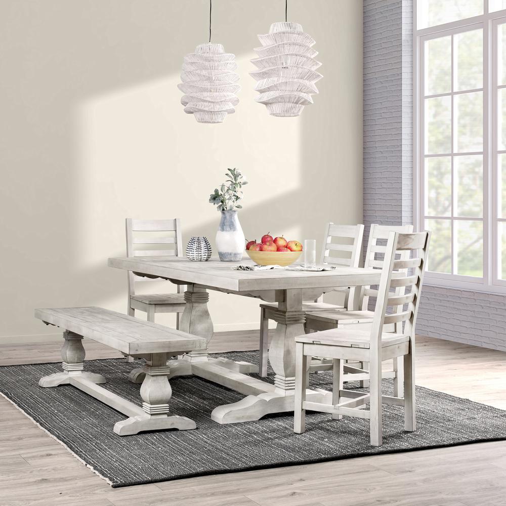 Caleb 78" Dining Table Distressed Ivory. Picture 5