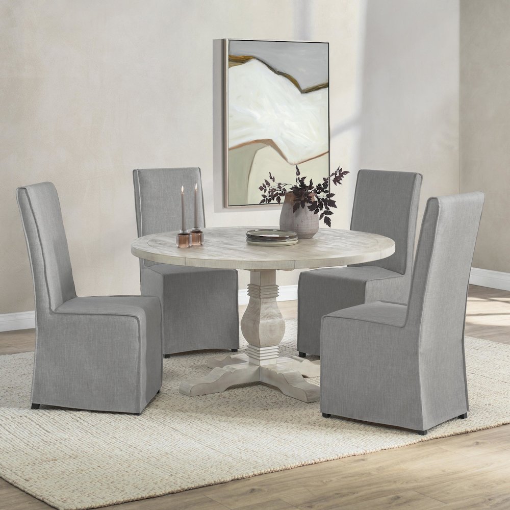 Quincy 55" Round Dining Table Nordic Ivory. Picture 6