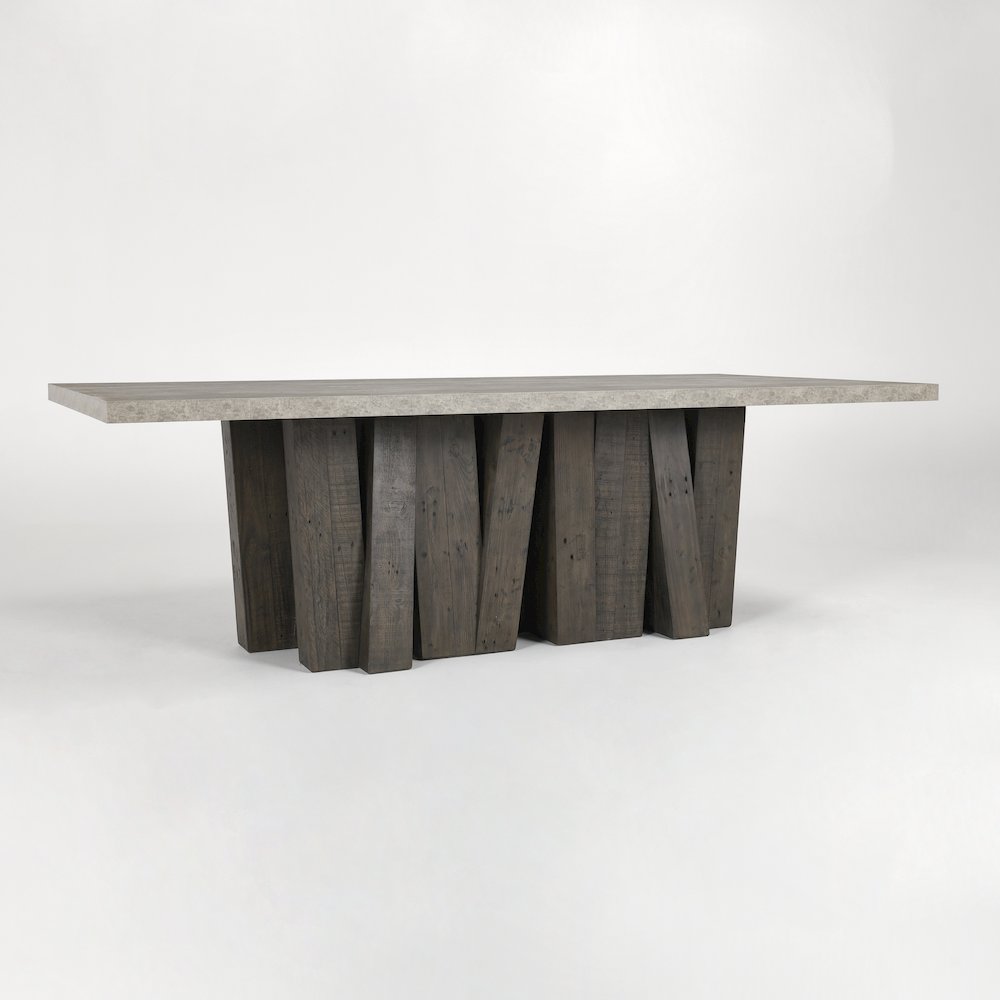 Simone 94" Reclaimed Pine Wood Dining Table in Antique Gray. Picture 1
