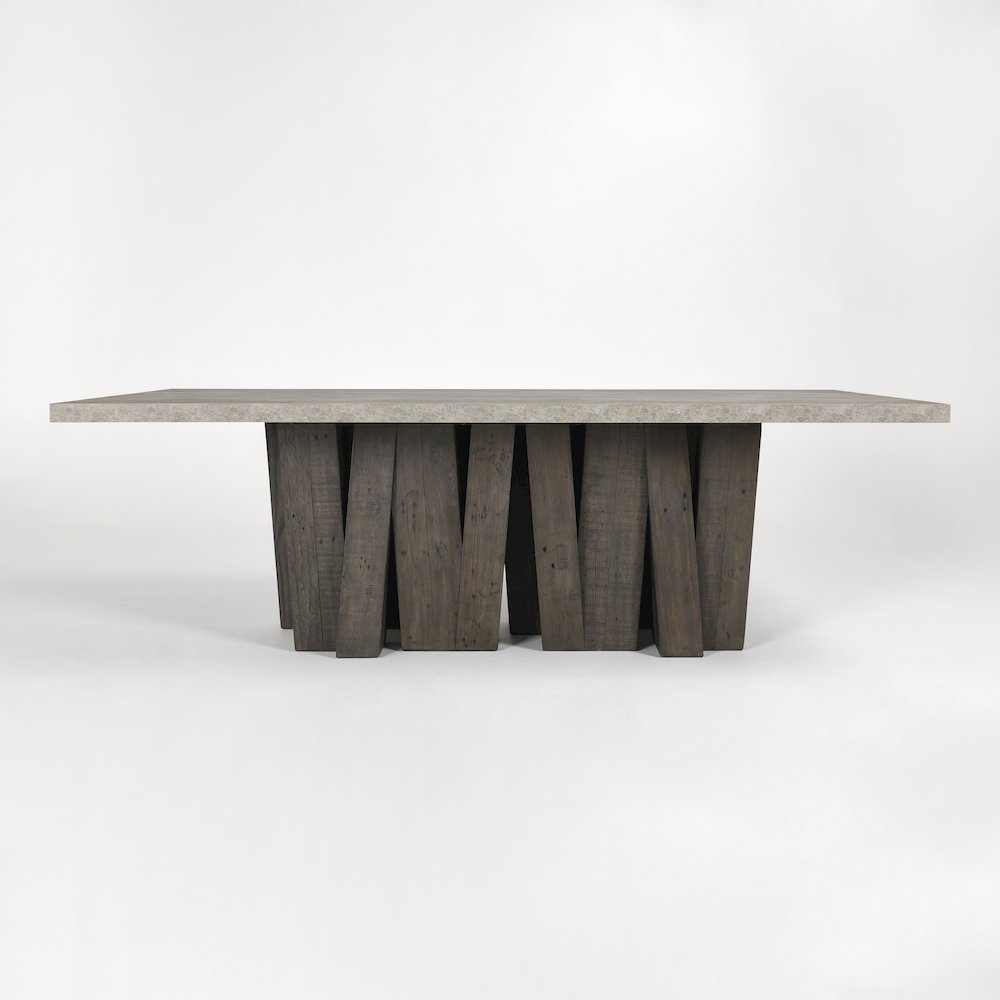Simone 94" Reclaimed Pine Wood Dining Table in Antique Gray. Picture 2