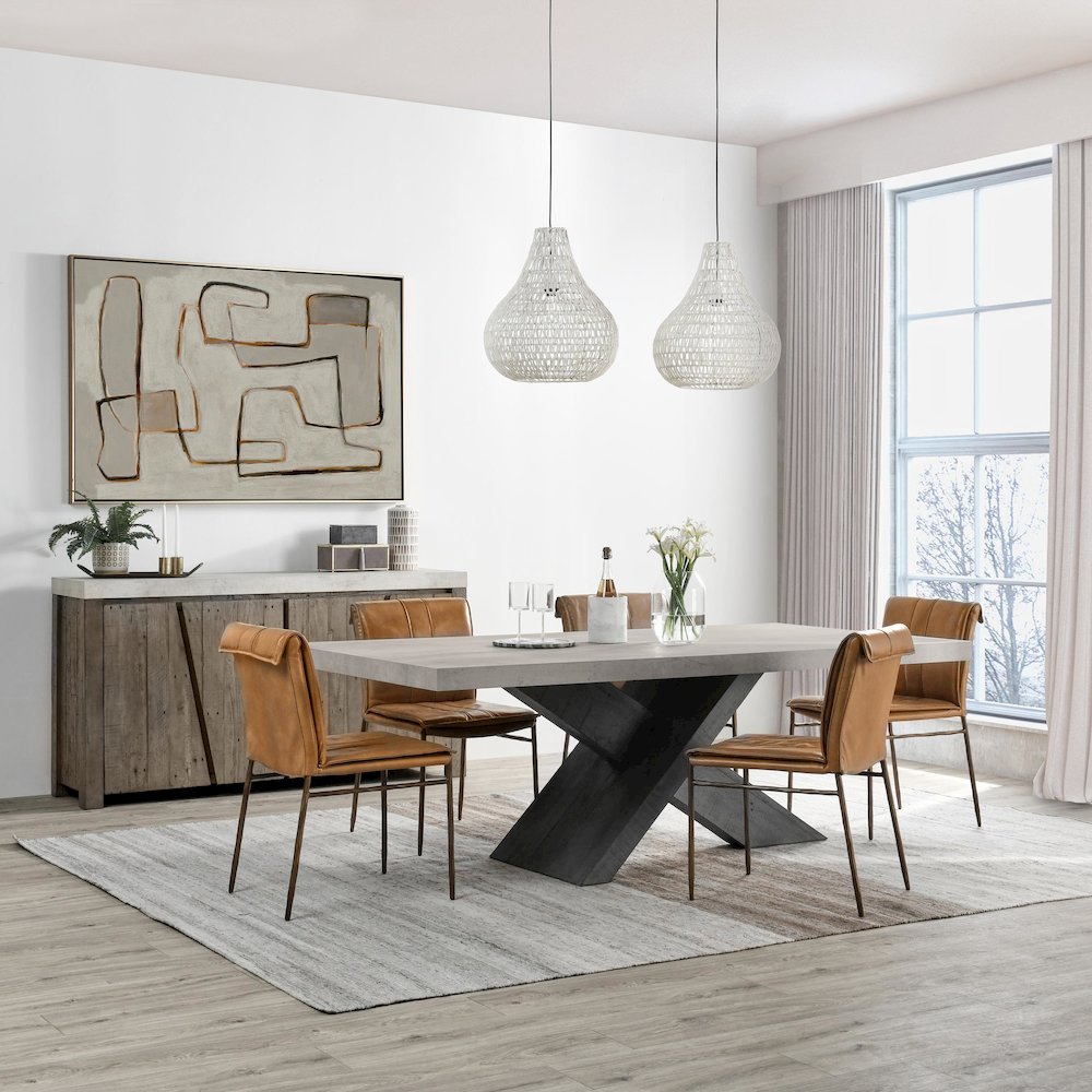 Durant 84" Dining Table Black/Antique Gray. Picture 7