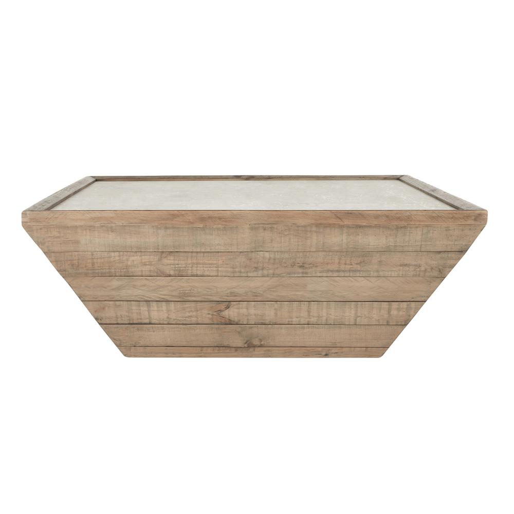 Dalton Square Transitional Reclaimed Pine Wood Coffee Table. Picture 1