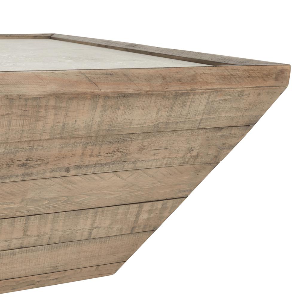 Dalton Square Transitional Reclaimed Pine Wood Coffee Table. Picture 2