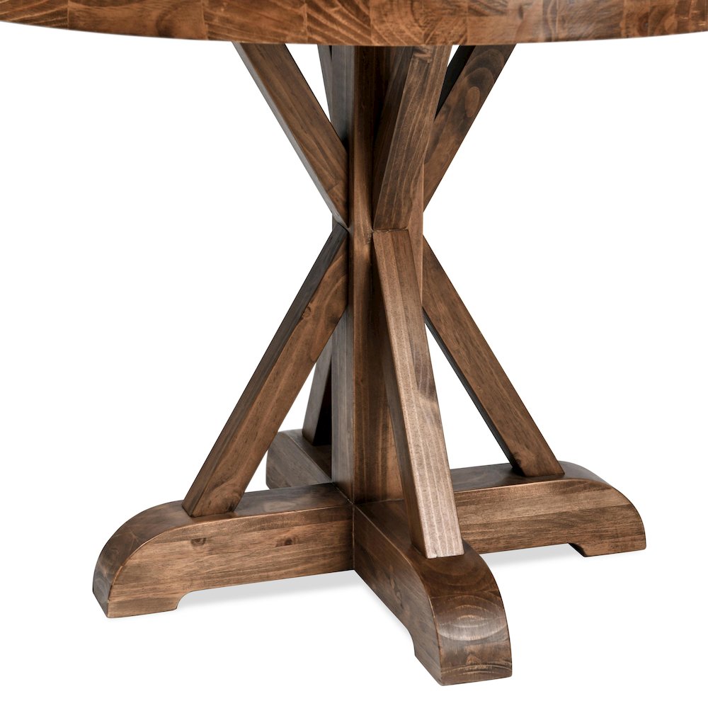 Maxwell 42" Round Pine Wood Dining Table in Brown Finish. Picture 5