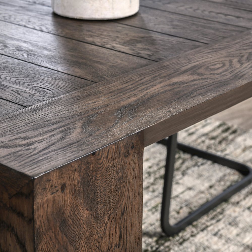 Troy 89" Reclaimed Oak Wood Transitional Dining Table in Brown. Picture 7
