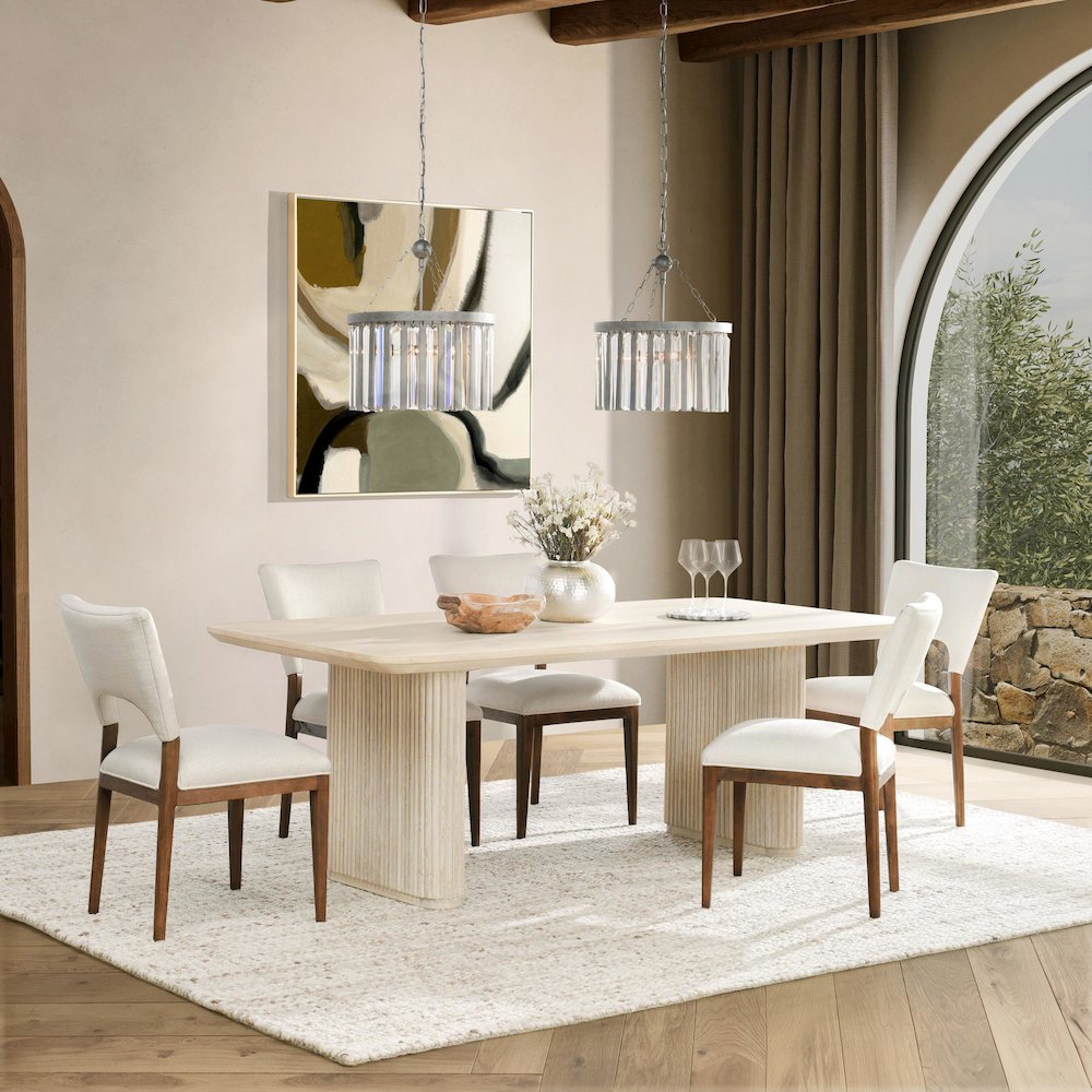 Vander 84" Wood Dining Table in Oak Cream Finish. Picture 6