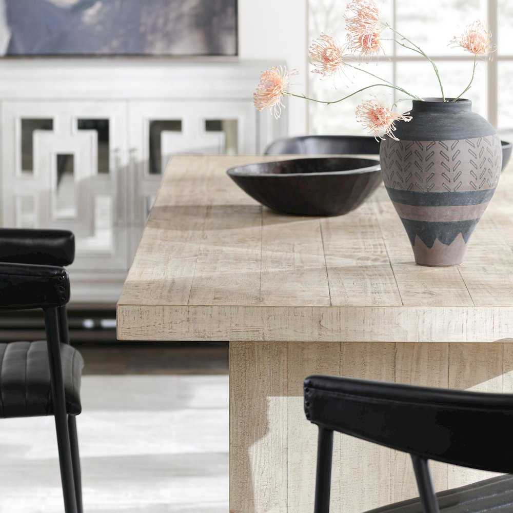 Lynx 94" Reclaimed Pine Wood Dining Table in White. Picture 8