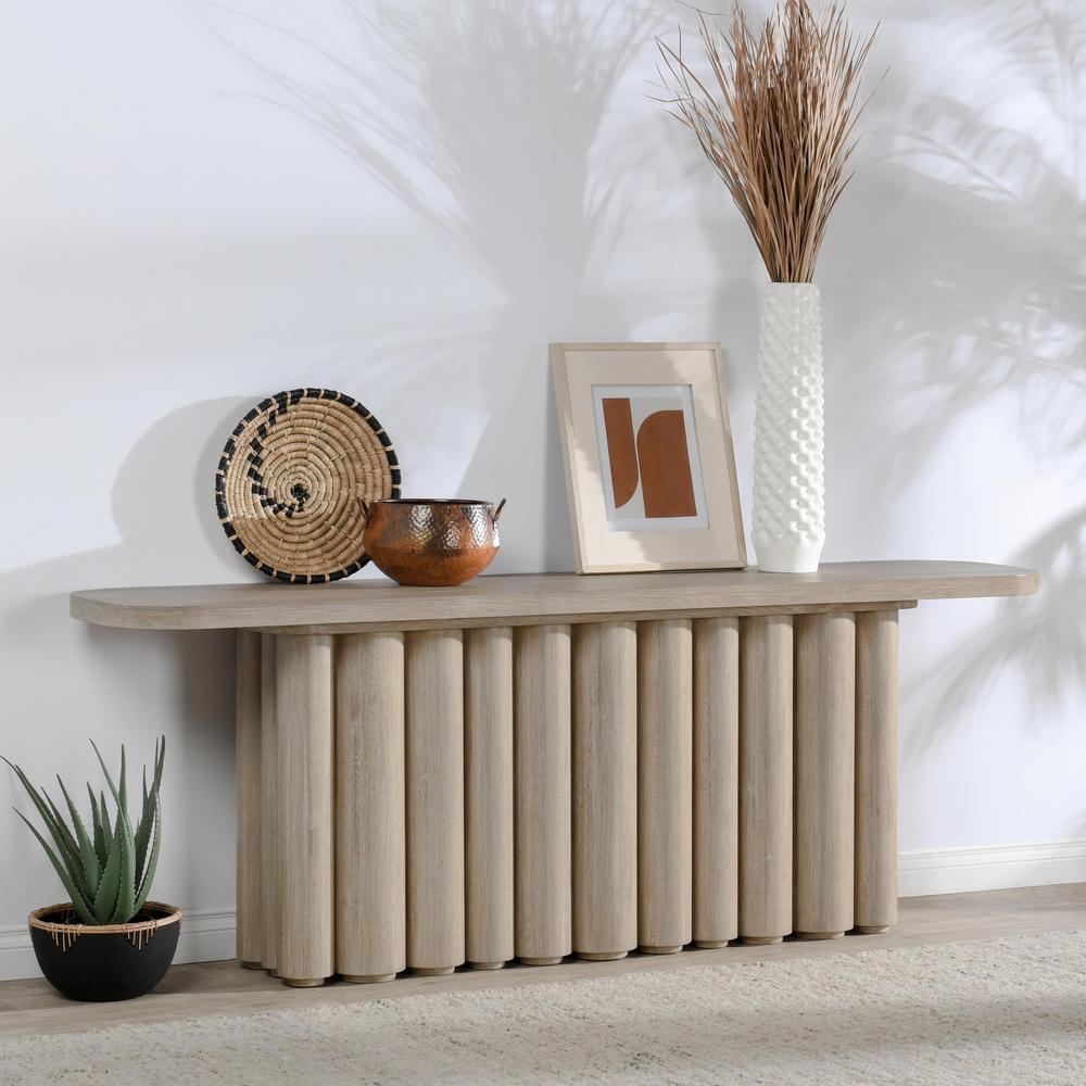 Tiber  Oak Solid Wood Console Table in White Washed. Picture 6