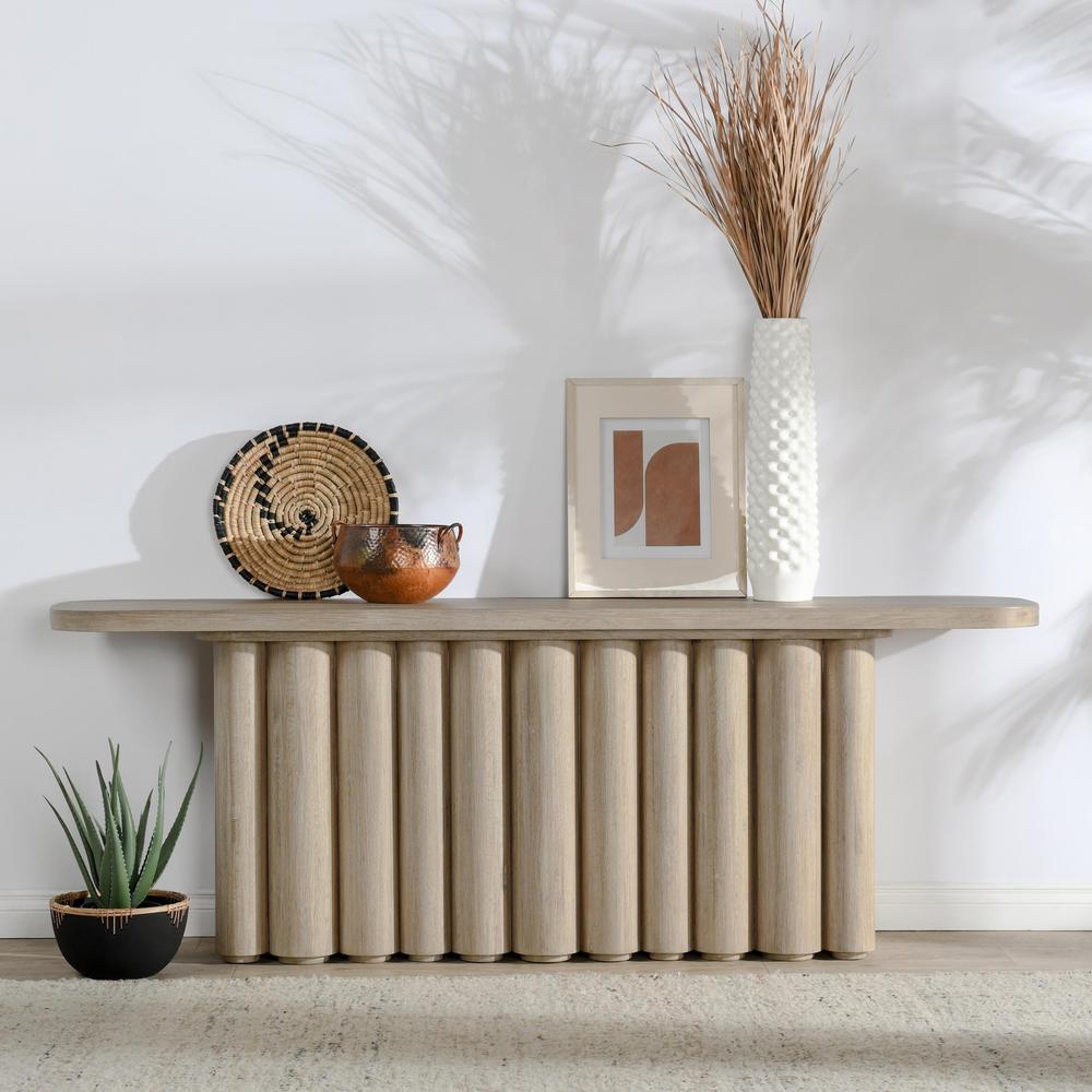 Tiber  Oak Solid Wood Console Table in White Washed. Picture 7