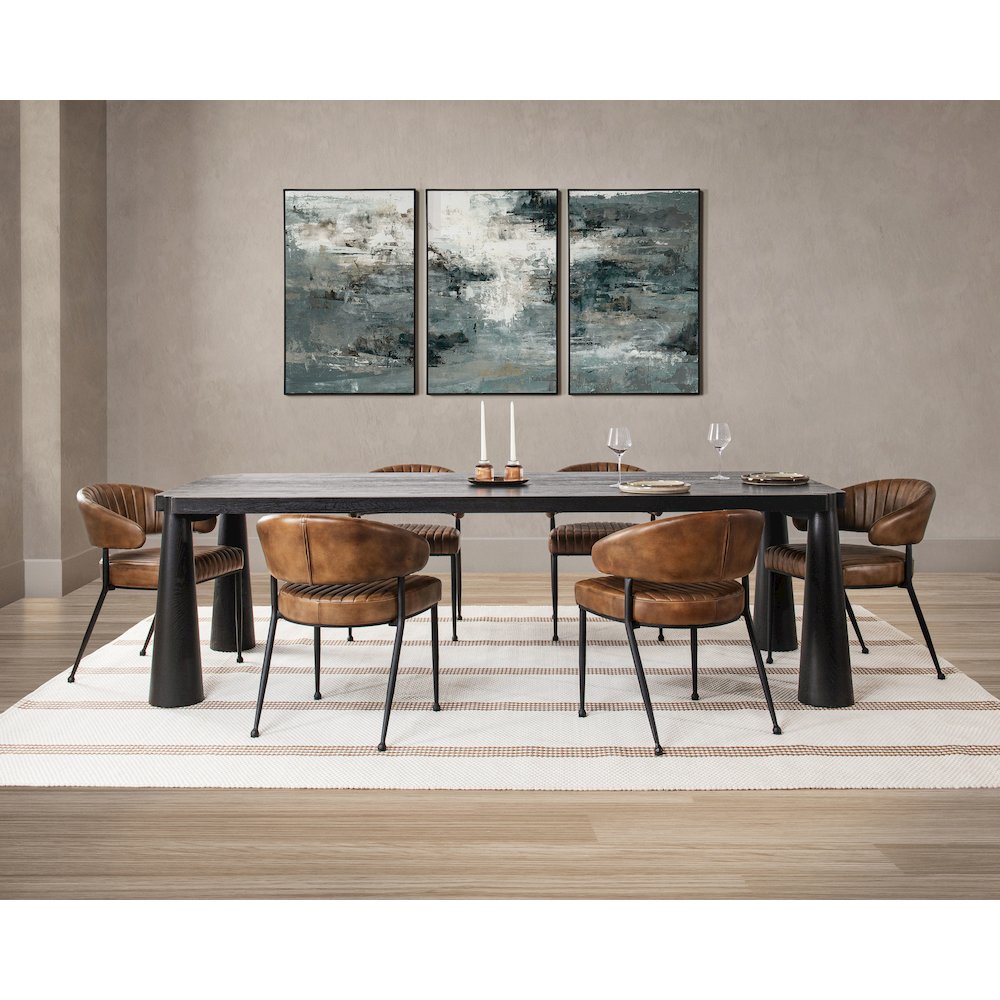 Atrop 102" Oak Wood Dining Table in Ink Black. Picture 8
