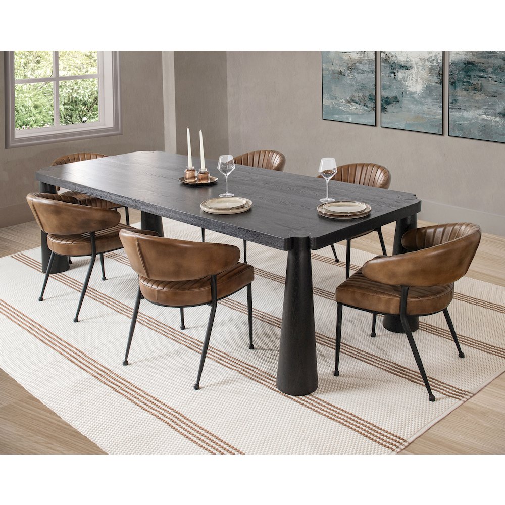 Atrop 102" Oak Wood Dining Table in Ink Black. Picture 9