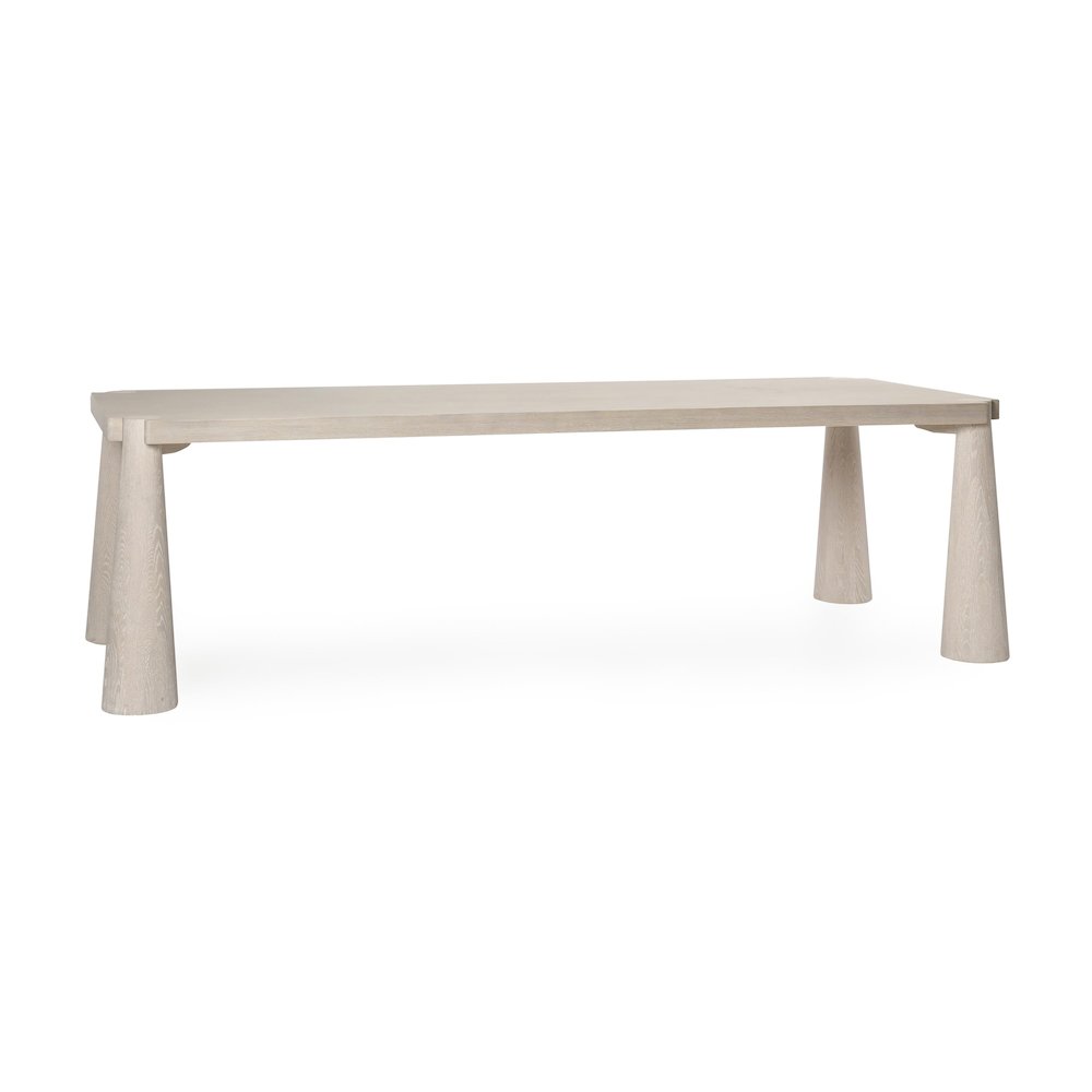 Atrop 102" Oak Wood Dining Table in Milk White. Picture 1