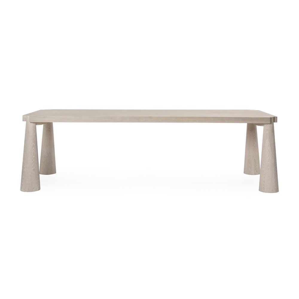 Atrop 102" Oak Wood Dining Table in Milk White. Picture 2