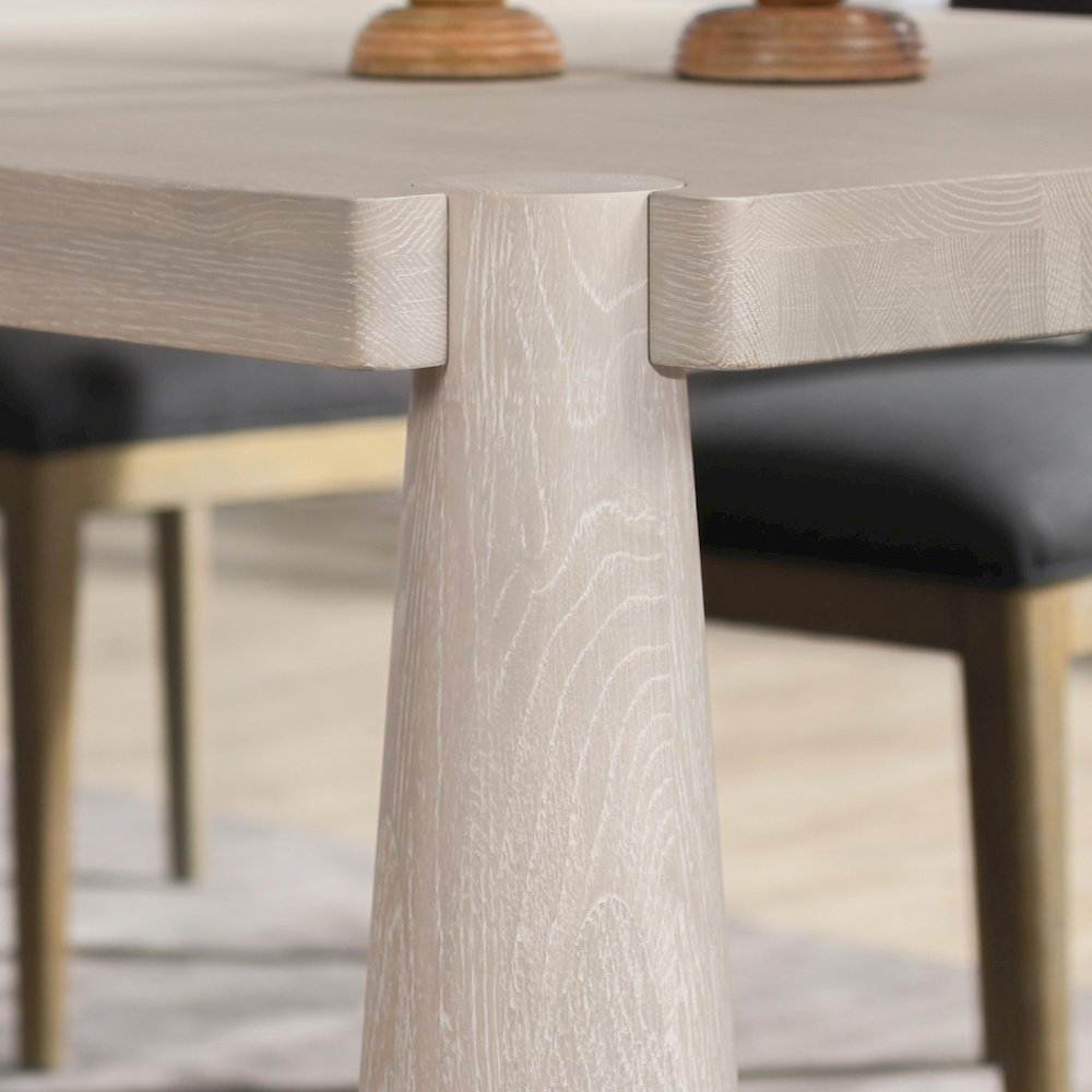 Atrop 102" Oak Wood Dining Table in Milk White. Picture 3