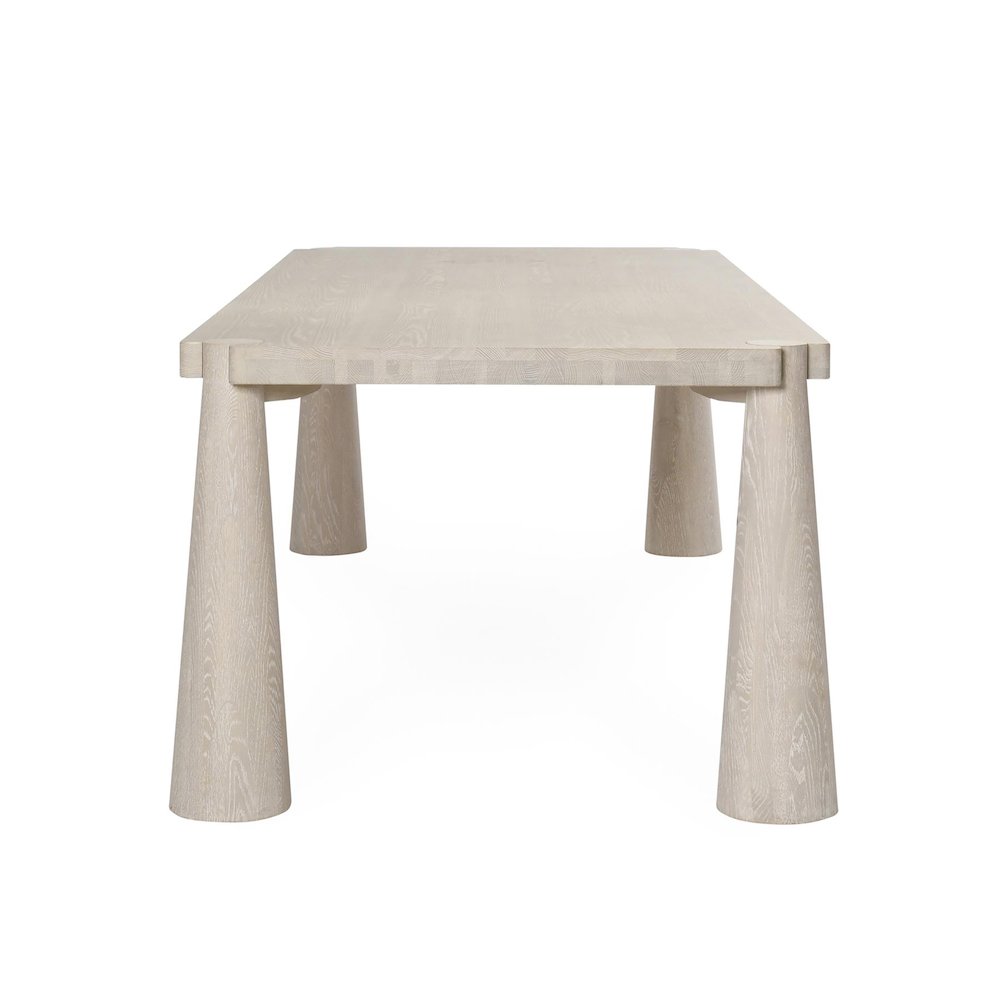 Atrop 102" Oak Wood Dining Table in Milk White. Picture 5