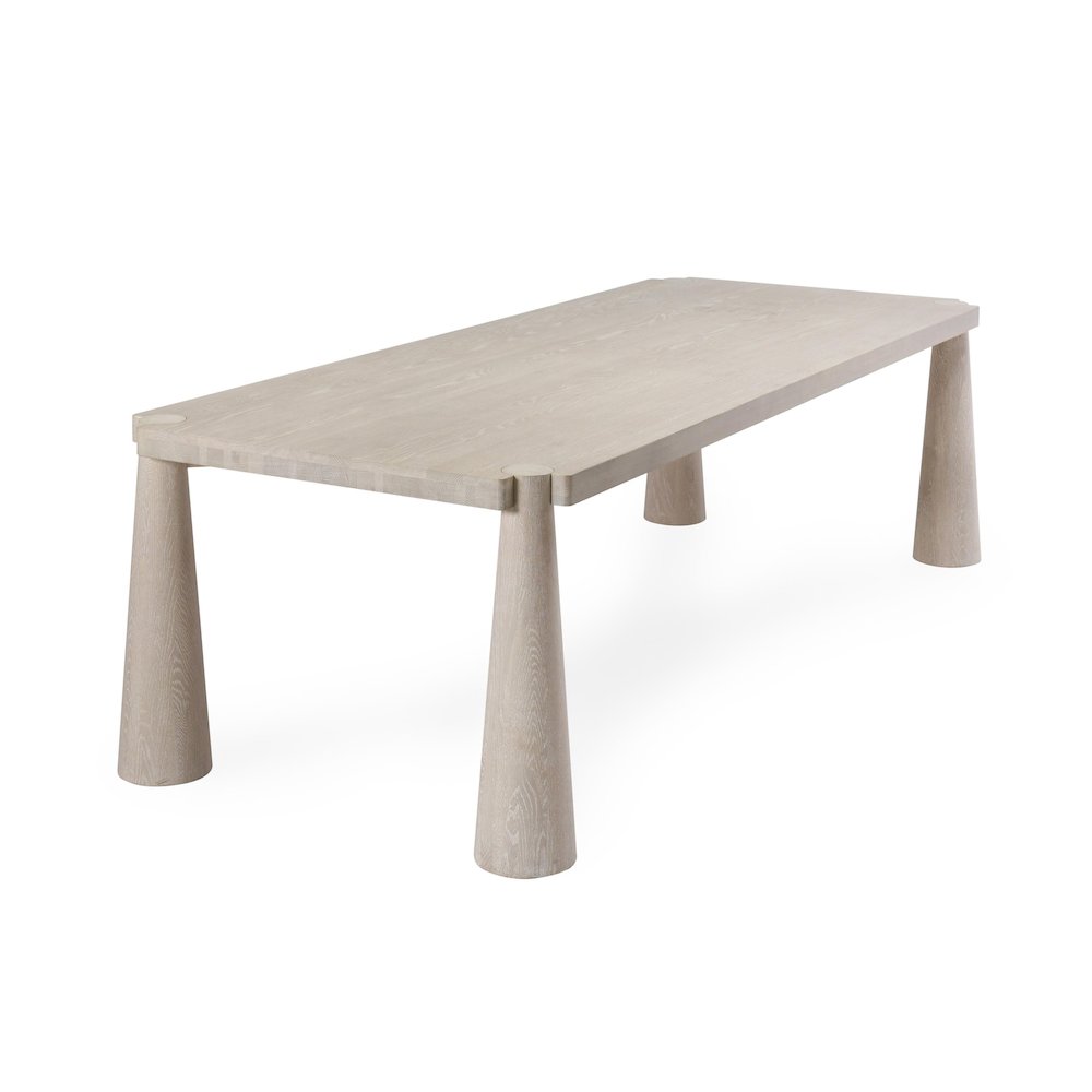 Atrop 102" Oak Wood Dining Table in Milk White. Picture 6