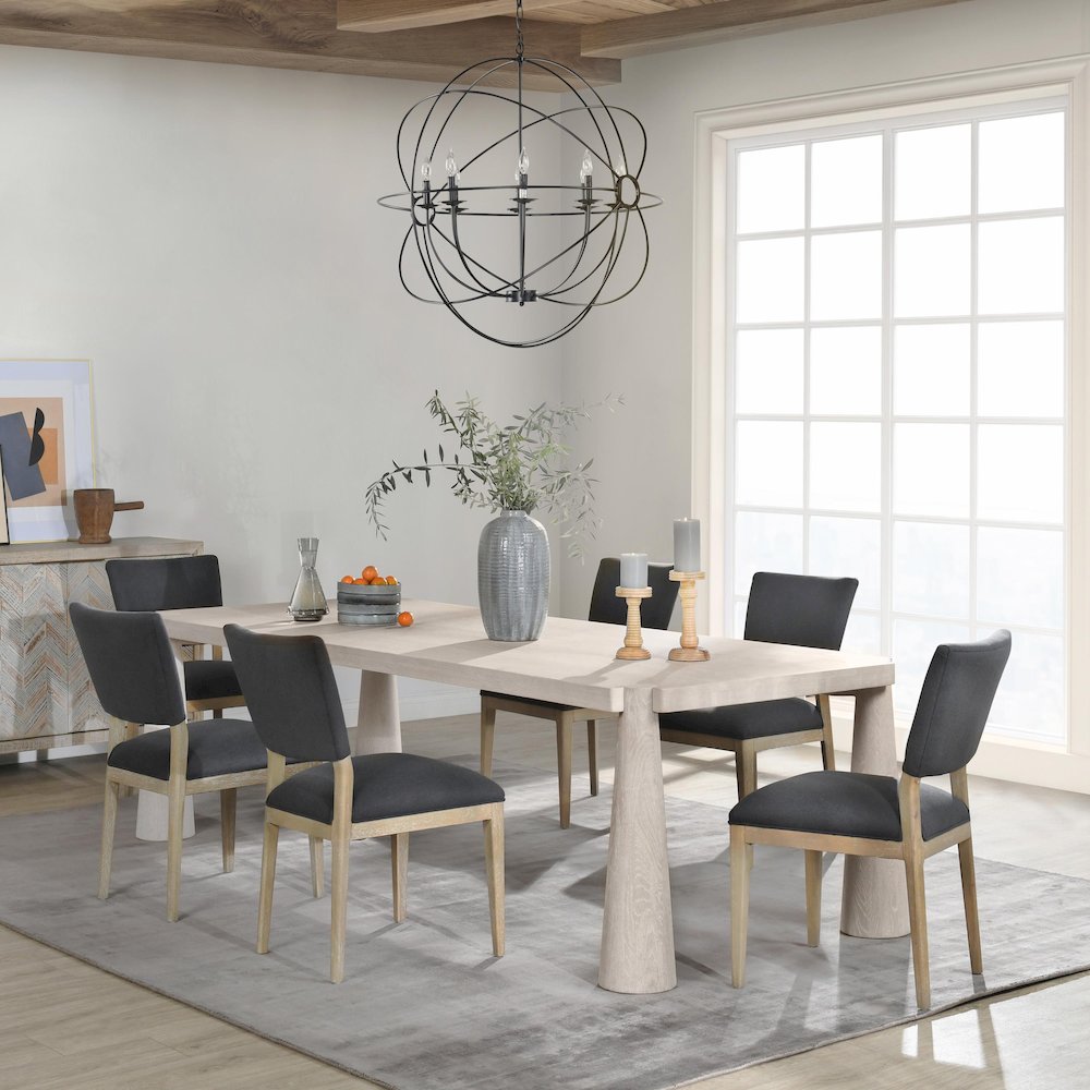 Atrop 102" Oak Wood Dining Table in Milk White. Picture 9