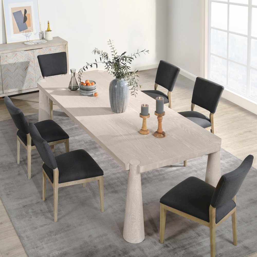 Atrop 102" Oak Wood Dining Table in Milk White. Picture 10