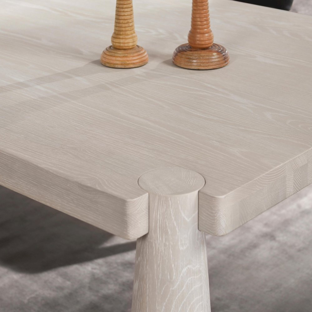 Atrop 102" Oak Wood Dining Table in Milk White. Picture 11