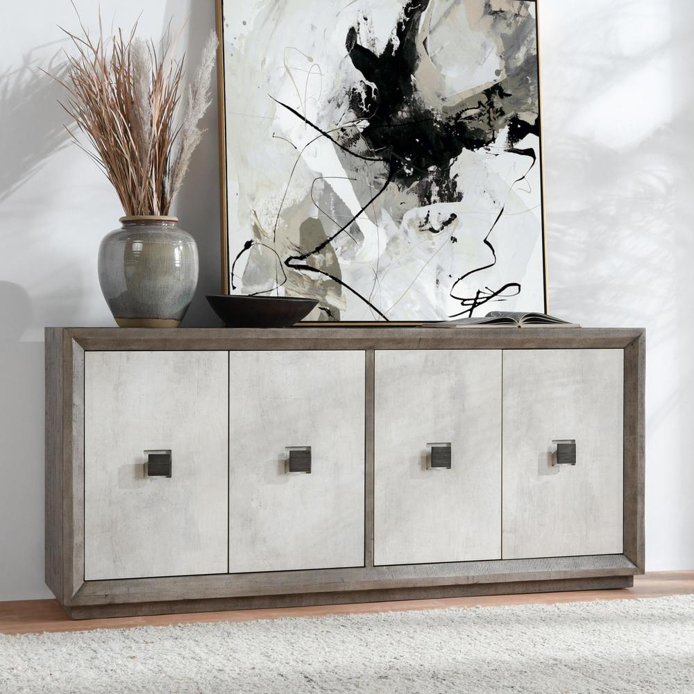Denver 80" Transitional Distressed Gray Sideboard Buffet. Picture 8