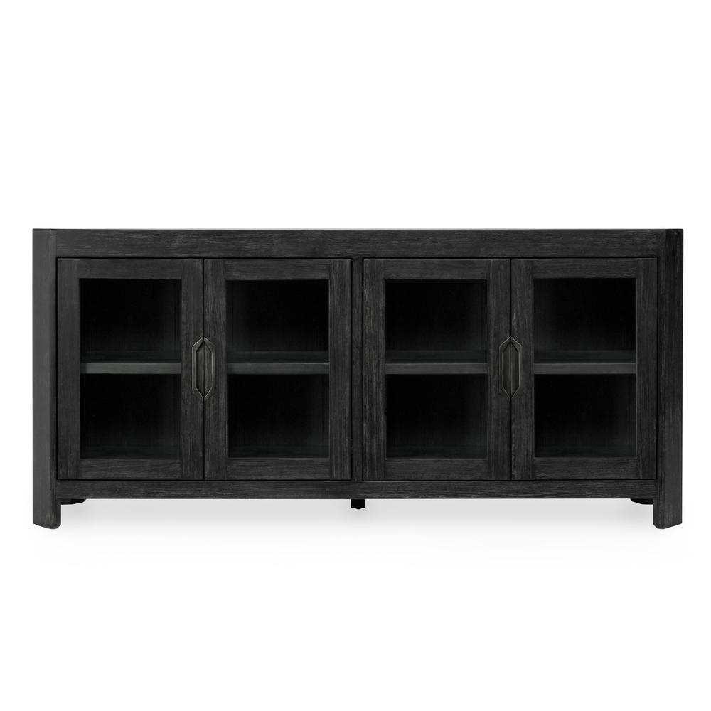 Macarthur 84" Reclaimed Oak Wood 4-Door Sideboard Buffet in Black. Picture 2