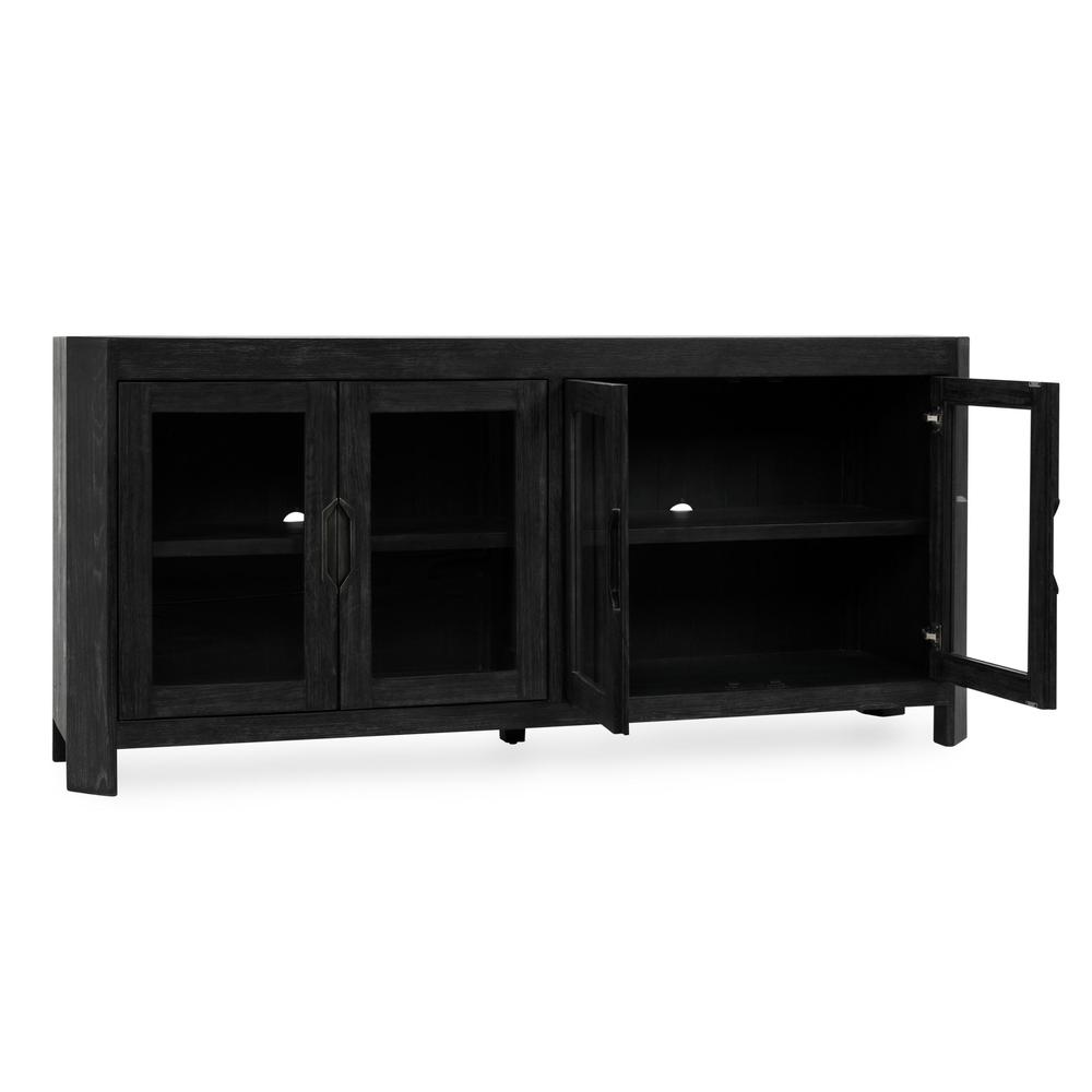 Macarthur 84" Reclaimed Oak Wood 4-Door Sideboard Buffet in Black. Picture 5