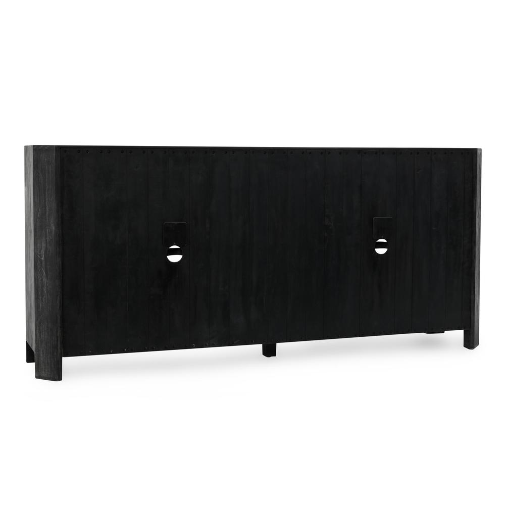 Macarthur 84" Reclaimed Oak Wood 4-Door Sideboard Buffet in Black. Picture 6