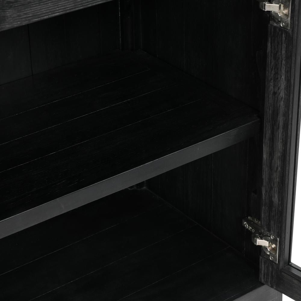 Macarthur 84" Reclaimed Oak Wood 4-Door Sideboard Buffet in Black. Picture 11