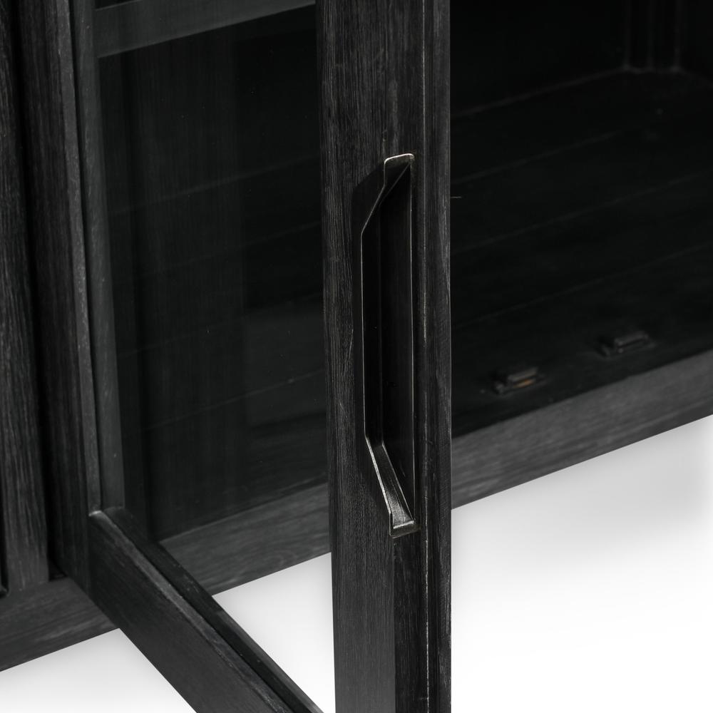 Macarthur 84" Reclaimed Oak Wood 4-Door Sideboard Buffet in Black. Picture 9
