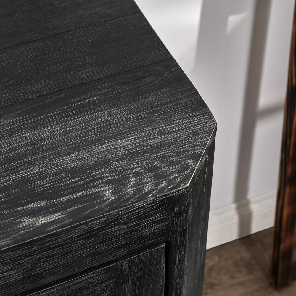 Macarthur 84" Reclaimed Oak Wood 4-Door Sideboard Buffet in Black. Picture 10