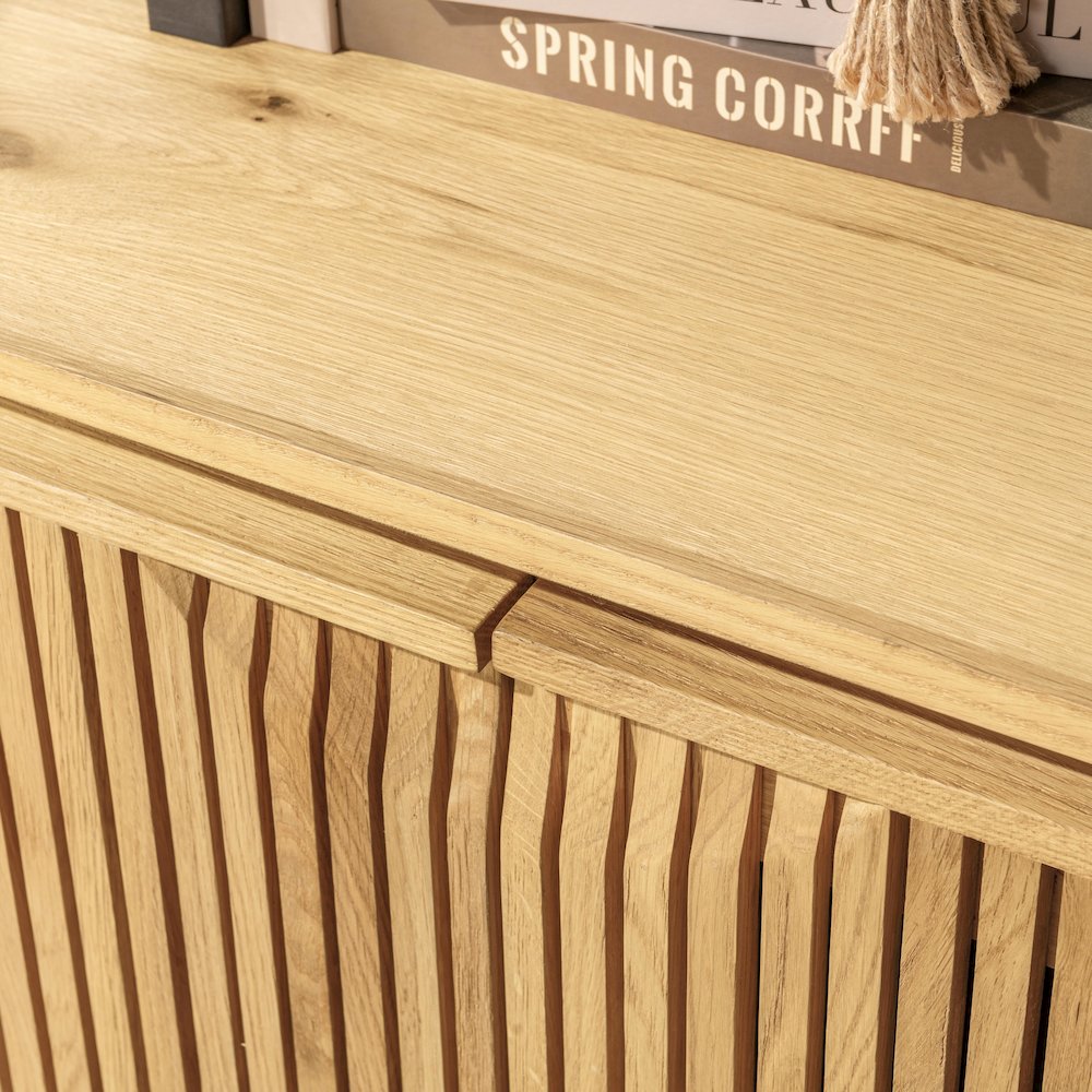 Roya Oak Wood 4-Door Sideboard Buffet. Picture 5