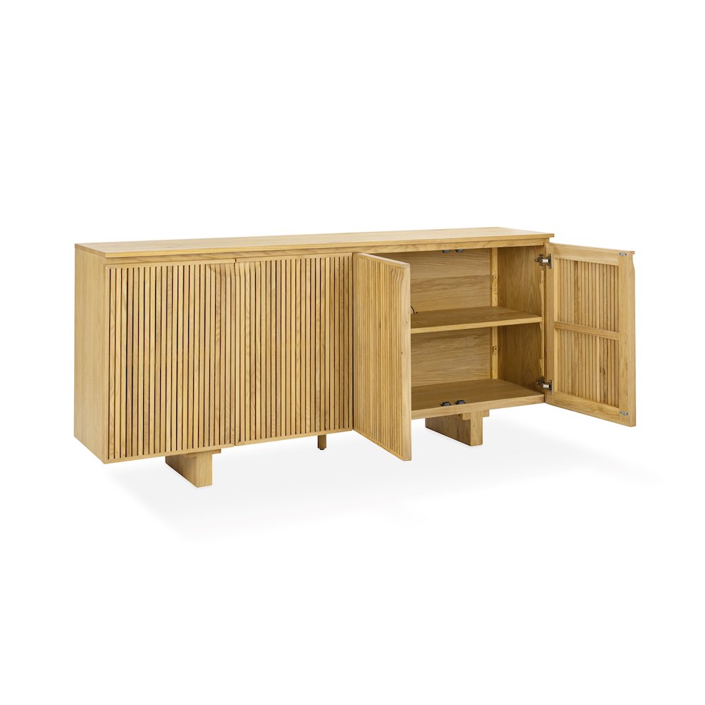 Roya Oak Wood 4-Door Sideboard Buffet. Picture 7