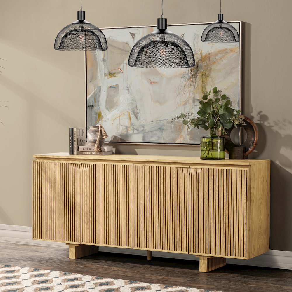 Roya Oak Wood 4-Door Sideboard Buffet. Picture 11