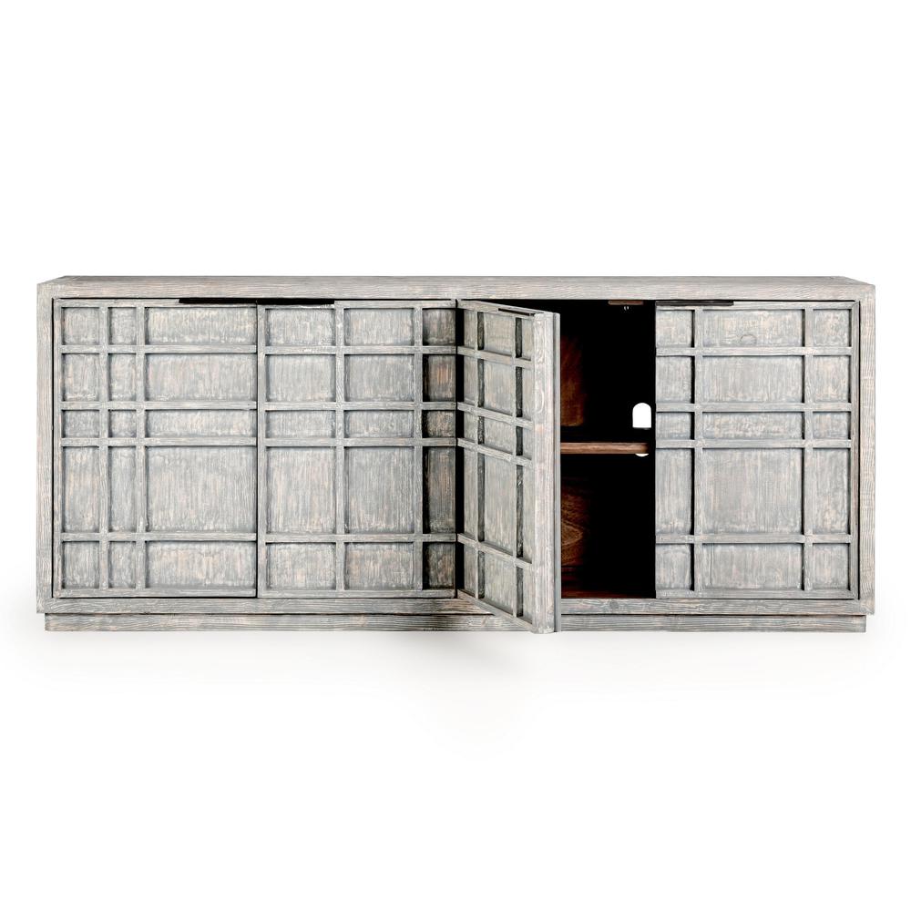 Chandler 86"  Reclaimed Pine Wood Antique Blue Sideboard. Picture 3