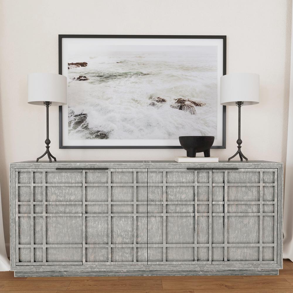 Chandler 86"  Reclaimed Pine Wood Antique Blue Sideboard. Picture 8