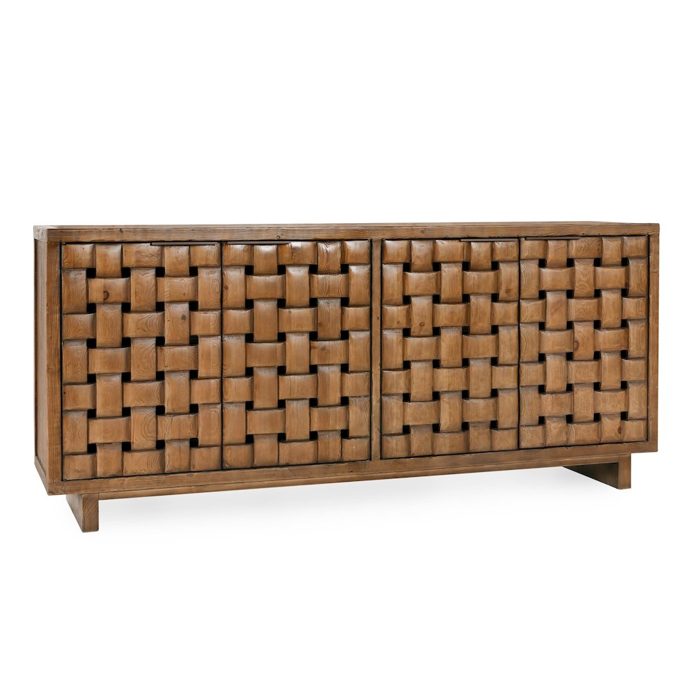 Bast 4-Door Reclaimed Pine Wood Buffet Sideboard in Brown. Picture 1