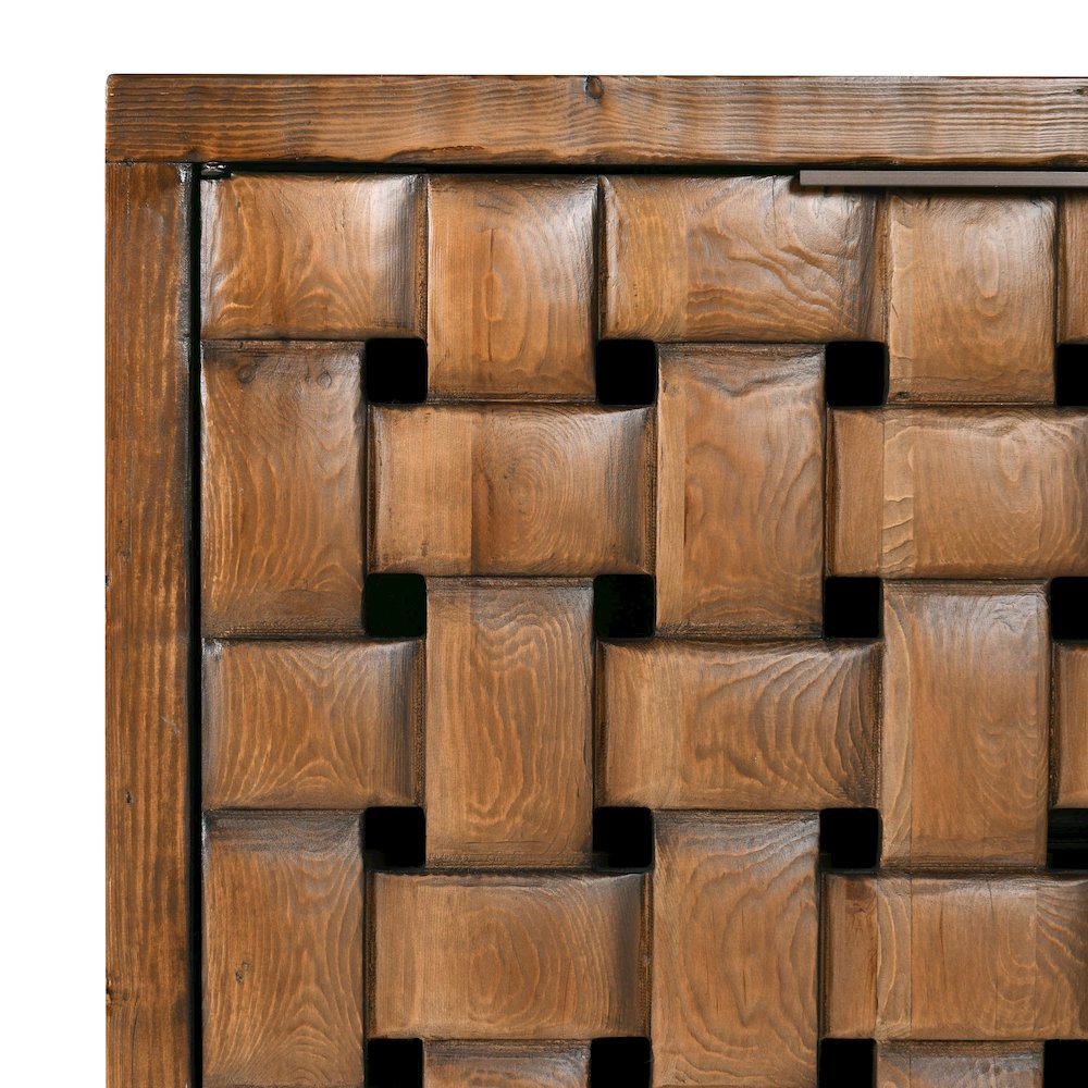 Bast 4-Door Reclaimed Pine Wood Buffet Sideboard in Brown. Picture 8