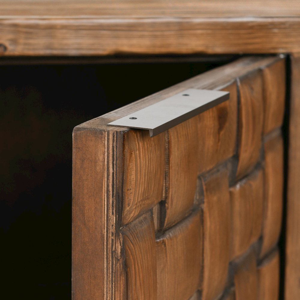 Bast 4-Door Reclaimed Pine Wood Buffet Sideboard in Brown. Picture 9