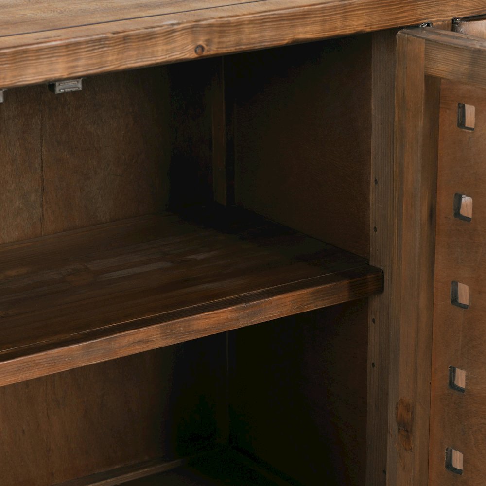 Bast 4-Door Reclaimed Pine Wood Buffet Sideboard in Brown. Picture 10