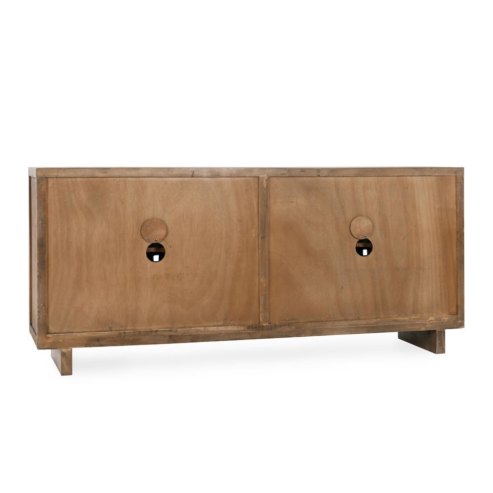 Bast 4-Door Reclaimed Pine Wood Buffet Sideboard in Brown. Picture 12