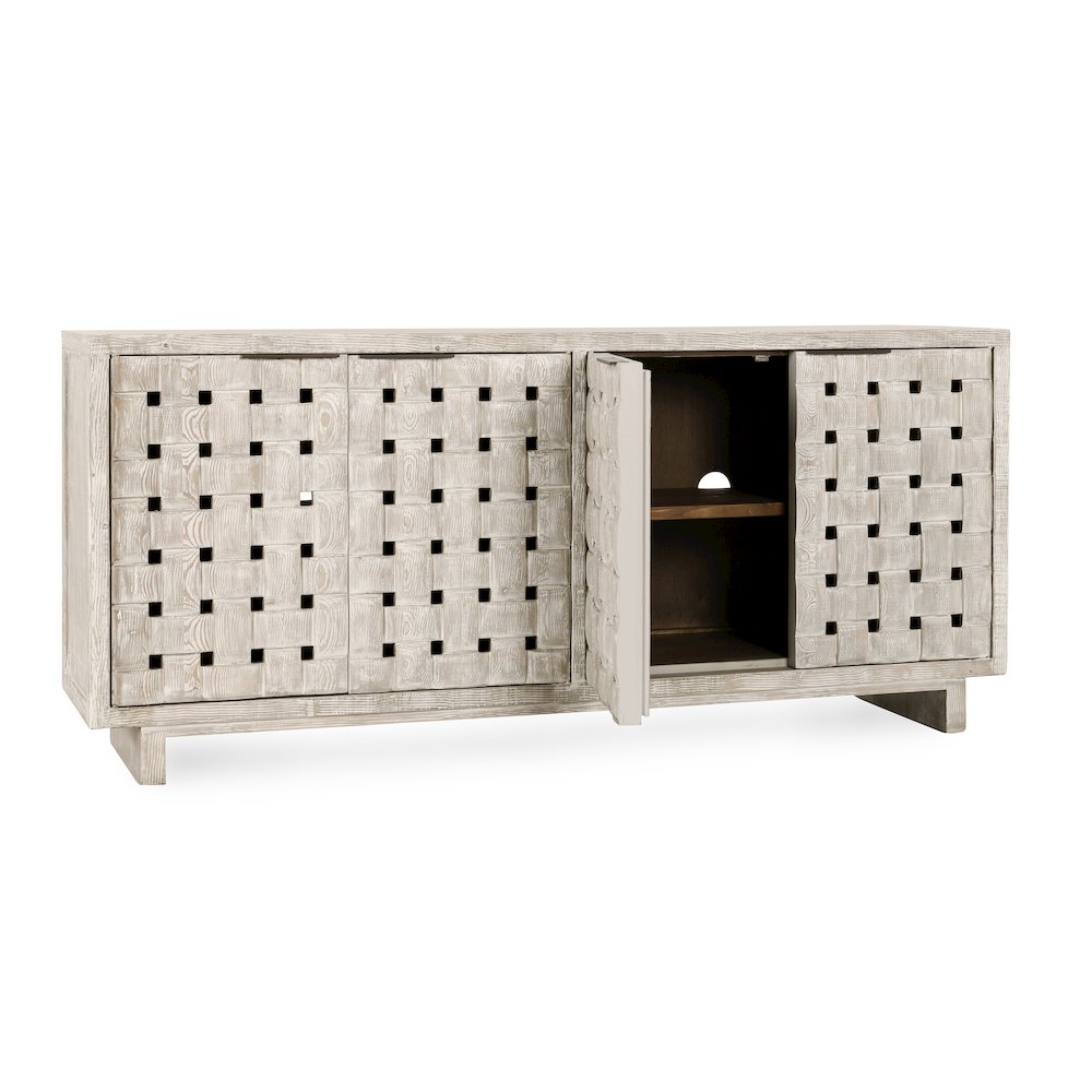 Bast 4-Door Reclaimed Pine Wood Buffet Sideboard in Cream. Picture 6