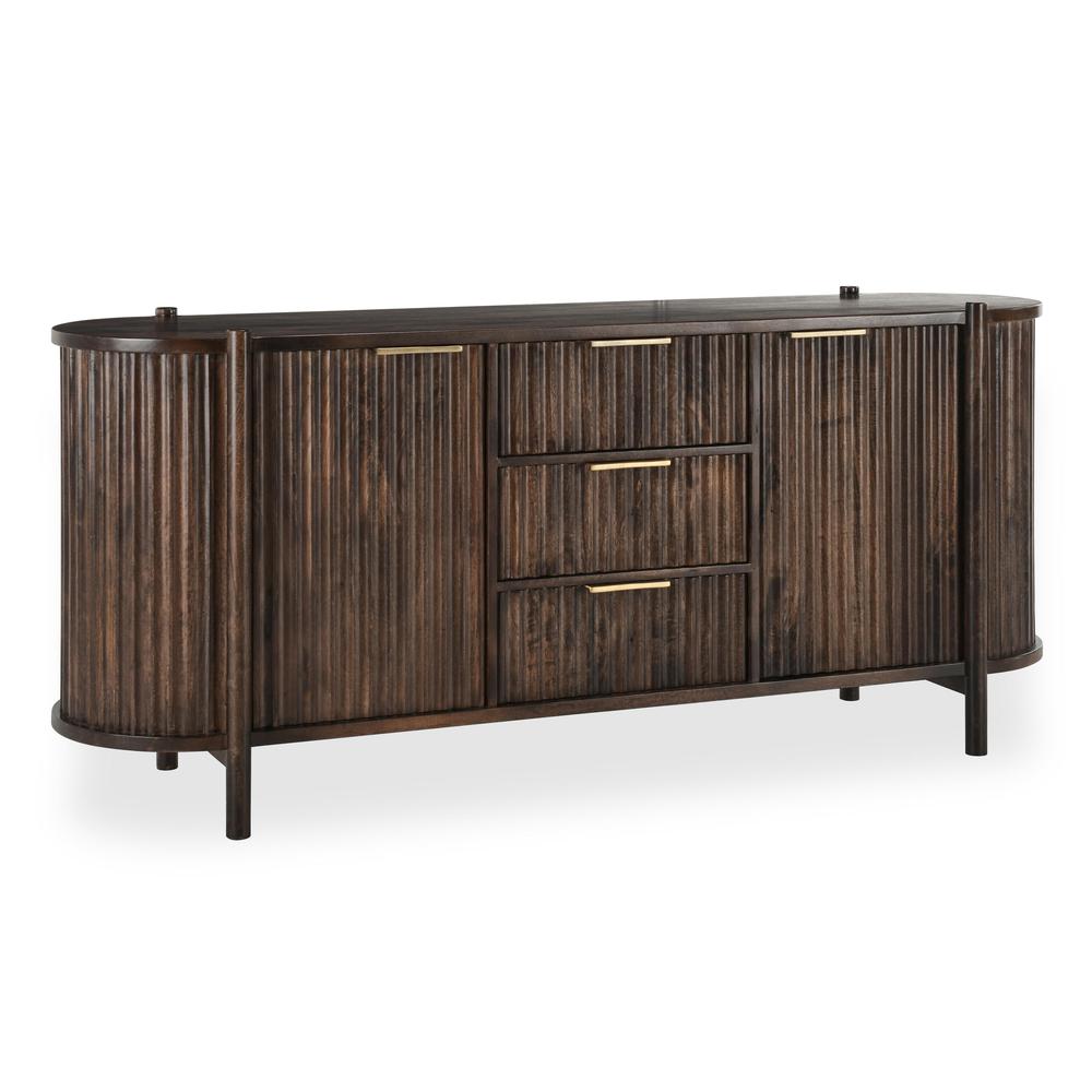 Redford 73" Mango Wood Mid-Century Modern Brown Buffet Sideboard. Picture 1